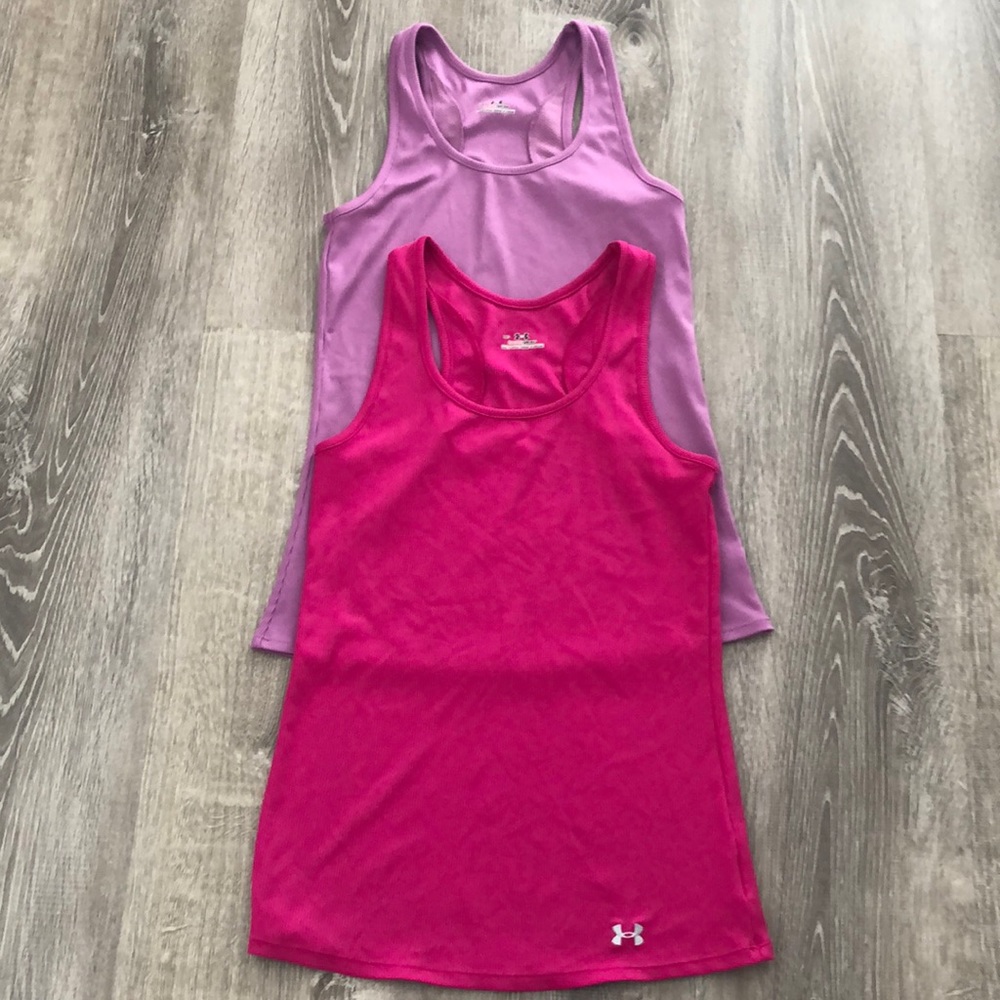 Under Armour heat gear tanks Hot pink and lilac.  Gently used